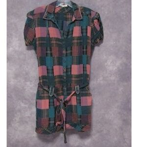 Freelance Blue Pink Plaid Romper Size M